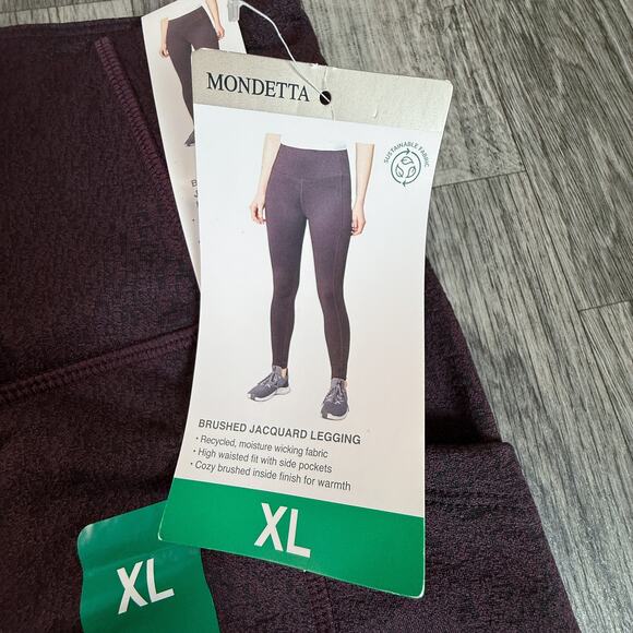 NWT Mondetta Brushed Jacquard Leggings XL Fudge Combo High Waist Pockets - Picture 7 of 11